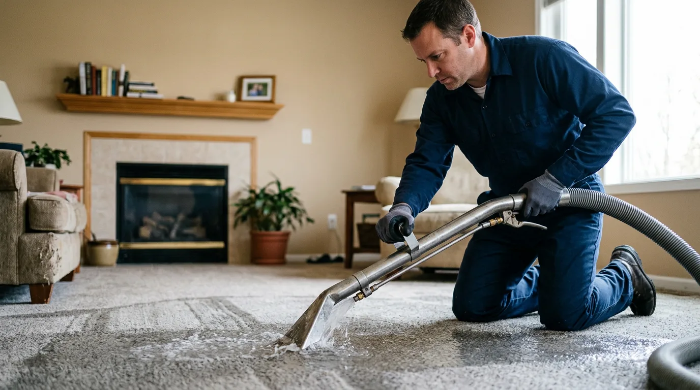 Water damage restoration technician working near Matteson, IL